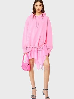 Diesel Hot Pink Layered Hoodie Dress